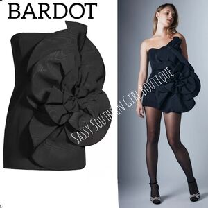 🆕⭐ BARDOT black 3D floral detail cocktail mini dress